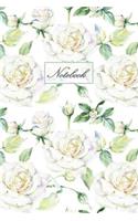 Notebook: Vintage Floral - White Rose Design Lined Journal Small