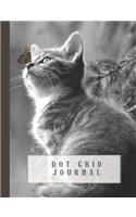 Dot Grid Journal: Journaling Notebook for the Nature and Animal Lover - Gorgeous Blank and White Kitten with Butterfly