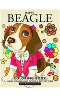 Happy Beagle Coloring Book: Dog coloring book for dog and puppy lover
