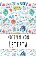 Notizen von Letizia: Liniertes Notizbuch für deinen personalisierten Vornamen