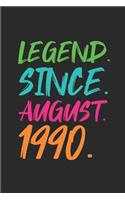 Legend Since August 1990: Blank Lined Notebook / Journal (6 X 9) - 29th years old Birthday Gift and Anniversary Gift for Women and Men