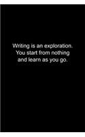 Writing is an exploration. You start from nothing and learn as you go.: Journal or Notebook (6x9 inches) with 120 doted pages.