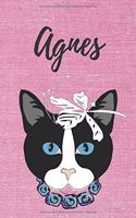 Agnes Malbuch für Erwachsene Katze / Notizbuch / Tagebuch / Journal / DIN A5 / Geschenk: individuelles personalisiertes blanko Mädchen & Frauen Namen Notizbuch, ... Weihnachts & Geburtstags Geschenk für Frauen.