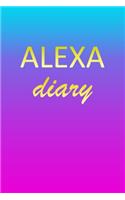 Alexa: Journal Diary - Personalized First Name Personal Writing - Letter A Blue Purple Pink Gold Effect Cover - Daily Diaries for Journalists & Writers - J