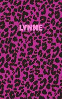 Lynne: Personalized Pink Leopard Print Notebook (Animal Skin Pattern). College Ruled (Lined) Journal for Notes, Diary, Journaling. Wild Cat Theme Design wi