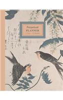 Perpetual Planner 1 Year - 12 Months: Vintage Japanese Bird Art