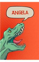 Angela: Personalized Dino Journal, Notebook, Diary 120 Pages of Lined Paper 6x9