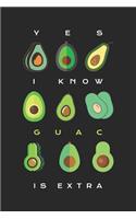 Yes I Know Guac Is Extra: College Ruled Line Paper Blank Journal to Write in - Lined Writing Notebook for Middle School and College Students
