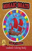 Mosaic Boats Color By Numbers: Coloring with numeric worksheets, Color by numbers for Adults and Children with colored pencils.Advanced color By Number.