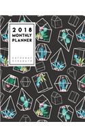2018 Monthly Planner: Cactus in Black Angles - 2018 Monthly Planner - Calendar Schedule