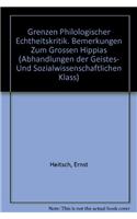 Grenzen Philologischer Echtheitskritik