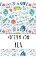 Notizen von Yla: Liniertes Notizbuch für deinen personalisierten Vornamen