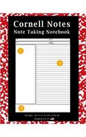 Cornell Notes Note Taking Notebook: School Marble Red -Note Taking With Cornell Notes System, Notebook For Home, Office & School [Classic]