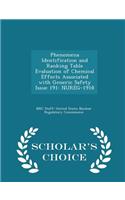 Phenomena Identification and Ranking Table Evaluation of Chemical Effects Associated with Generic Safety Issue 191