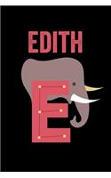 Edith: Journal (Diary, Notebook) Personalized Custom Name Alphabet Elephant Birthday Gift for Girls