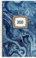 2020 Planner: Blue Marble - 12 Months Week by Hour to two-pages Diary 150 pages 5.5 x 8.5 with Contacts - Password - Birthday lists