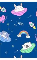 Super Cute Kawaii Galactic Space Rabbit Cat Dog Notebook: A notepad perfect for creative writing, note taking, doodling, and more!