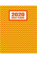 2020 Weekly Planner: January 2020 - December 2020 Calendar Agenda And Daily Schedule - Orange And Yellow Chevron Zig Zag Pattern (8.5"x11")