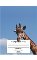 Composition Book: Giraffe design, Wide Ruled School Notebook, 100 pages, 7.44"x9.69"