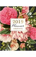 2019 Planner Weekly & Monthly: Vintage Pink Peony Bouquet Agenda Book, 2019 Splendid Planner