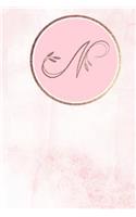 N: Monogram Journal Monogrammed with Personalized Rose Gold Letter 'n'(14 Pastel Pink Rose Gold Monogram)