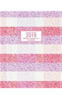 2019: Weekly and Monthly Planner/Calendar Jan 2019 - Dec 2019 Pink and Purple Summer Flannel Pattern