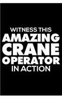 Witness This Amazing Crane Operator In Action: 6x9 Notebook, Ruled, Funny Writing Notebook, Journal For Work, Daily Diary, Planner, Organizer for Crane Operators, Men