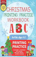 Christmas Printing Practice Workbook for Kids Ages 4-8