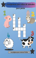 crucigramas para niños de animales para pintar: solo animales para niños de 3 a 6 años