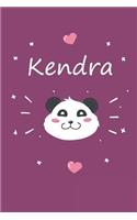 Kendra: A cute personalized panda notebook/ diary for girls and women, with 100 lined pages in 6x9 inch format. Personal Diary Personalized Journal Customiz