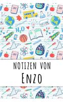 Notizen von Enzo: Liniertes Notizbuch für deinen personalisierten Vornamen