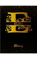 Elisa Diary: Letter E Personalized First Name Personal Writing Journal Black Gold Glittery Space Effect Cover Daily Diaries for Journalists & Writers Note Taking