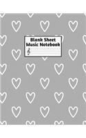 Blank Sheet Music Notebook: Easy Blank Staff Manuscript Book Large 8.5 X 11 Inches Musician Paper Wide 12 Staves Per Page for Piano, Flute, Violin, Guitar, Trumpet, Drums, Cell