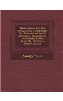 Nachrichten Von Der Koniglichen Gesellschaft Der Wissenschaften Zu Gottingen. Philologisch-Historische Klasse: Beihefte: Beihefte