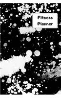 Fitness Planner: Workout log & measurement, weight loss progress tracker. Weekly meal planning. Handy to write in on the go or at the gym. Black, white & grey paint 