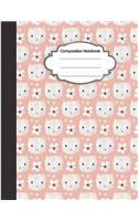 Composition Notebook: Pink cute cat watercolor pattern: College Ruled School Notebooks, Composition Notebook, Subject Daily Journal Notebook: 120 Lined Pages (Large, 8.5 
