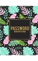 Password Book with Tabs: Pink Palm Tree, 8.5" X 11" the Personal Internet Address & Password Log Book with Tabs Alphabetized, Internet Password Logbook, Password Organizer N