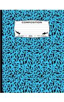 Composition: Sharks All Over Blue Marble Composition Book Wide Ruled Journal Diary Notebook for boys, girls, kids, students, teachers (Great White Tiger Shark Si