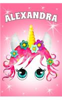 Alexandra: A Unicorn Notebook for a Girl with the Name Alexandra 6x9 100 Pages