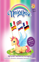 unicornio libro de colorear para niños de 4 a 8 años: aprende banderas europeas mientras te diviertes coloreando hermosos unicornios