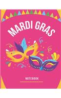 Mardi Gras Notebook: Unlined Notebook-Large 8.5 x 11 inches (21.59 x 27.94 cm), 100 pages (50 sheets), Matte Cover, for Sketching, Journal, Drawing, Design.