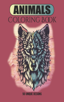 Animals Coloring Book 50 Unique designs: Stress Reliving and Meditation Mandalas Designs for Teen Coloring Book