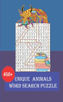 Unique Animals Word Search Puzzle: Dare to keep your Brain busy with over 450 animals word search. . Large Print with Cute Dragon cover . Great gift for animals and nature lovers