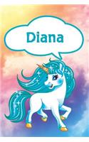 Diana: Unicorn Blank Comic Book Notebook Journal Book 120 Pages 6x9