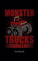 Monster Trucks Rule Notebook: Liniertes Notizbuch für Auto, LKW, Motorsport und Monster Truck Fans - Notizheft Klatte für Männer, Frauen und Kinder