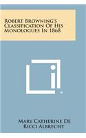 Robert Browning's Classification of His Monologues in 1868