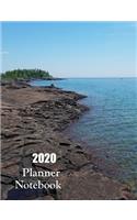 2020 Planner Notebook: Pretty Lakeshore Beach Planner Book With Monthly and Weekly Calendars, Monthly Habit Tracker, Vision Board and Brain Dump Sheets
