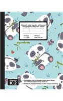 Primary Composition Notebook Handwriting Practice Paper: Cute Panda Blank Writing Sheets for Kindergarten to 2nd Grade Elementary Students, School Exercise Book for Kids
