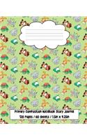 Primary Composition Notebook Story Journal: Half Page Lined Paper With Dotted Midline And Picture Space, Cute Animals Design Cover, Grade Level K-2, 120 Pages (60 Sheets), 7.5 in x 9.25 in, 19