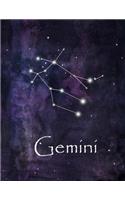 Gemini: Constellation Lined Journal or Notebook, Deep Space and Gemini Design, 8.5 x 11, 150 Fully Lined Pages